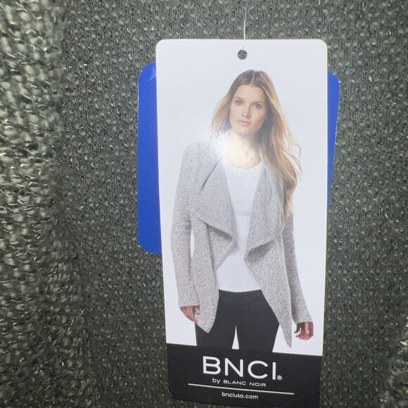 BNCI Blanc Noir Womens Open Front Waterfall Asymmetric Cardigan Green Sweater Lg - Picture 11 of 16